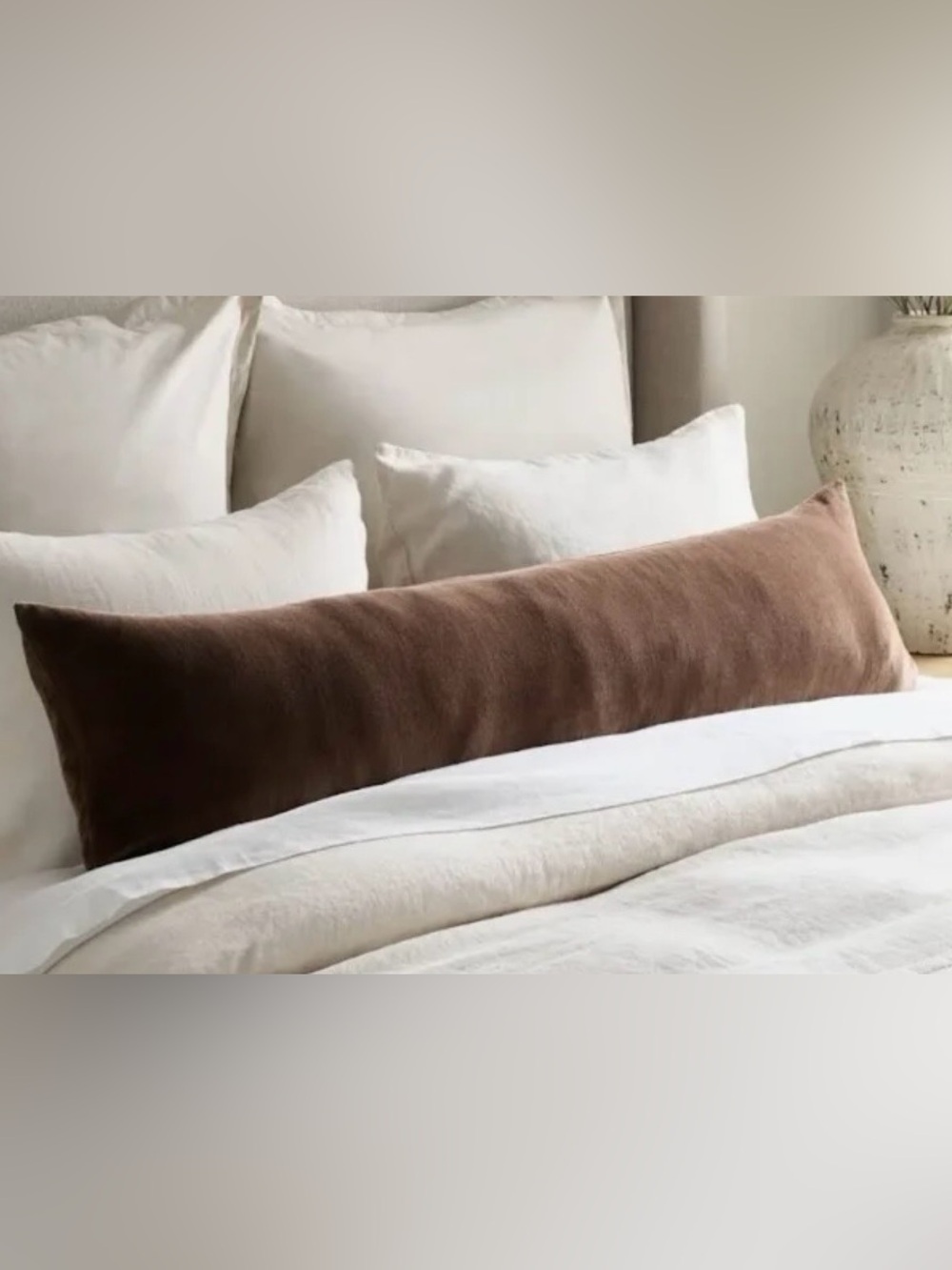 NWOT Quince Cotton Velvet Lumbar Pillow Cover, 12 X 48 (Chestnut) MSRP $69.90